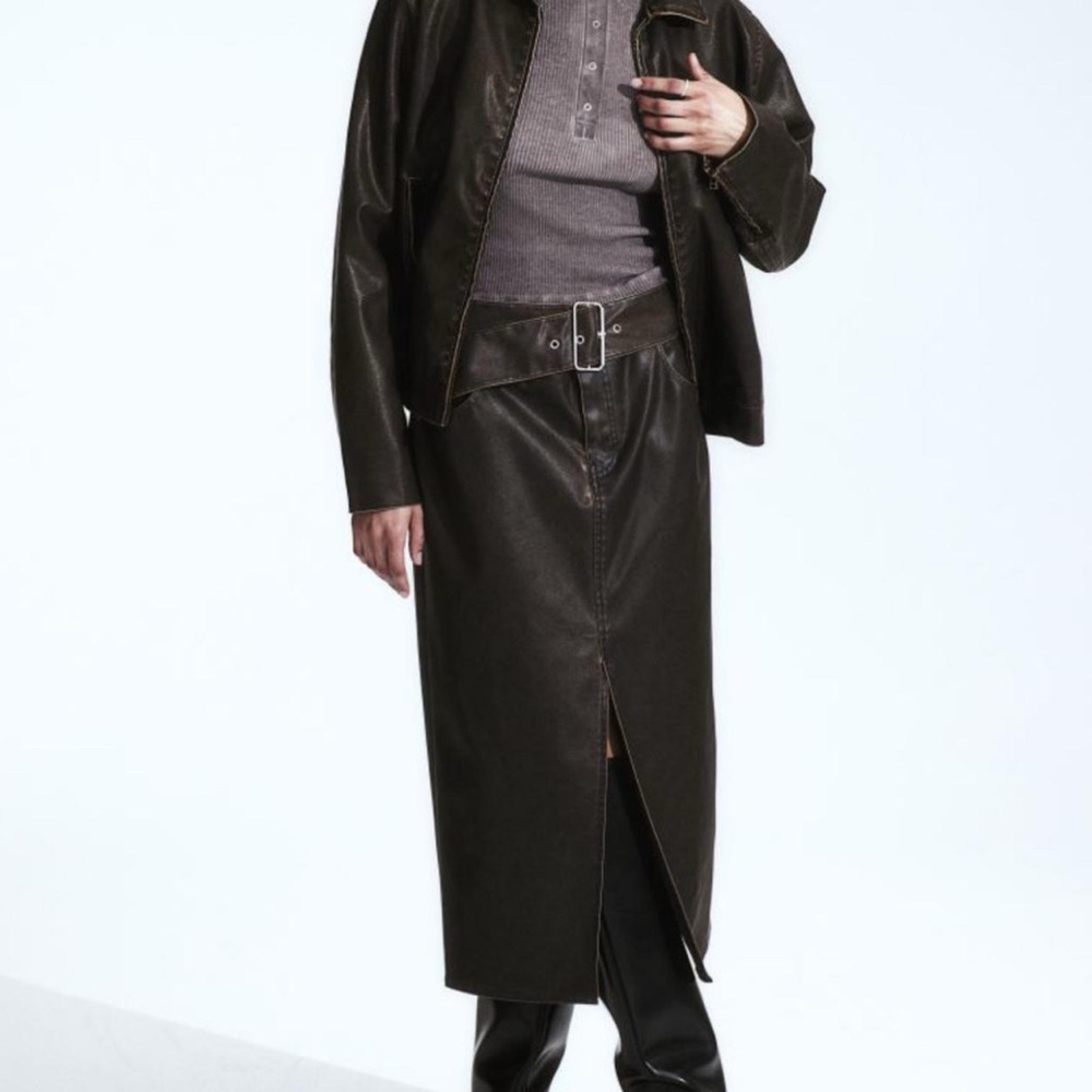 H&M Distressed Leather Skirt